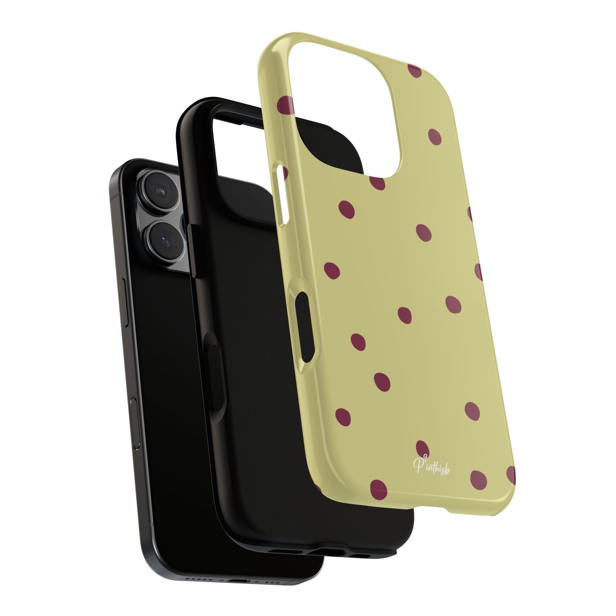 Yellow & Burgundy Polka Dot Tough Phone Case