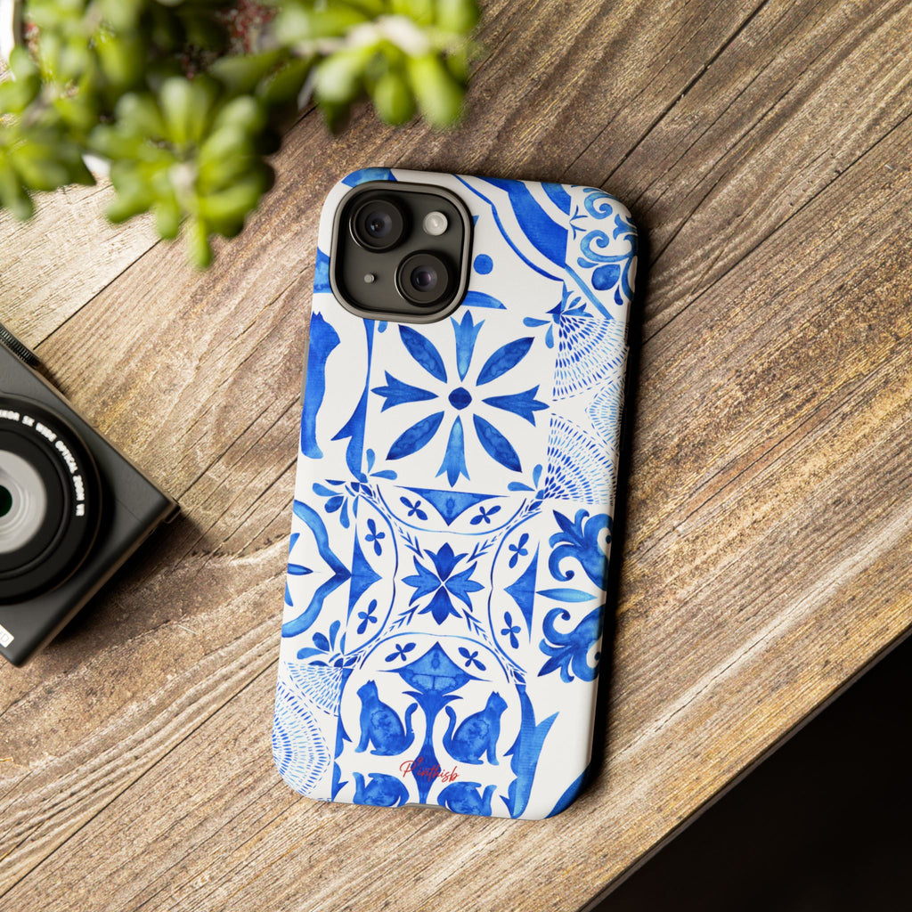 Blue Tile Pattern Tough Phone Case