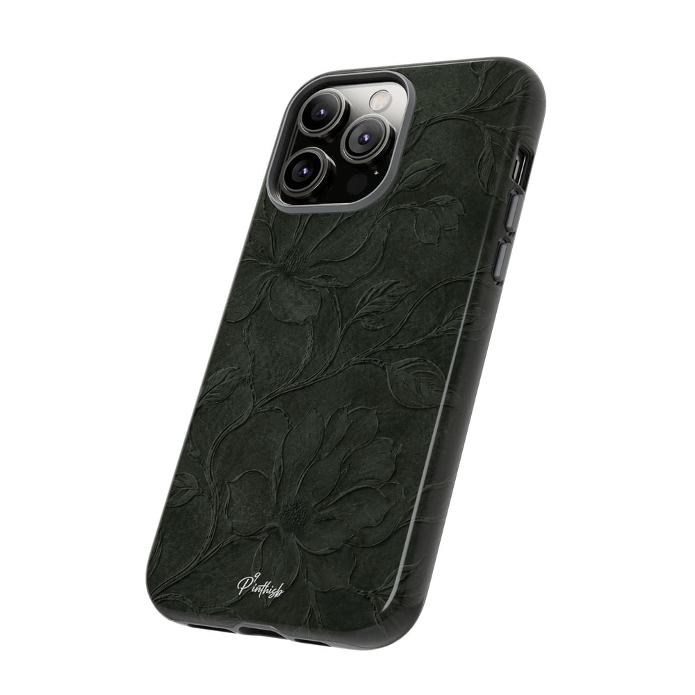Dark Olive Floral Texture Tough Case
