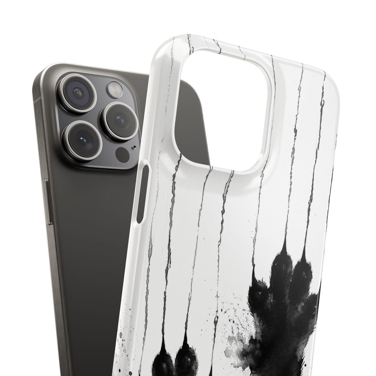 Black Ink Paw Print Snap Case