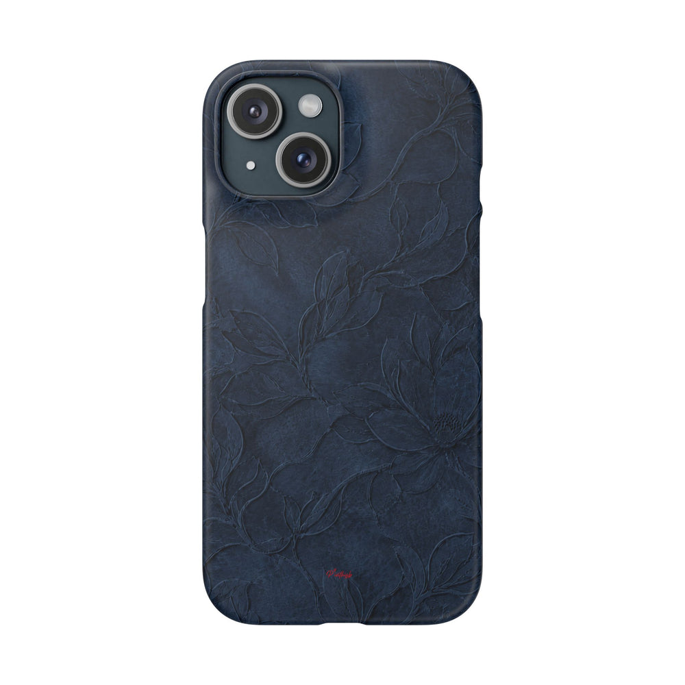 Navy Floral Textured Snap Case