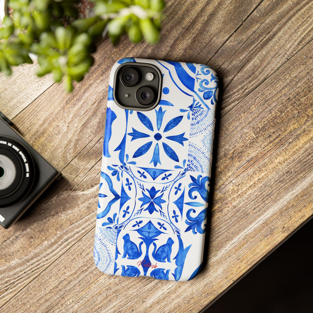 Blue Tile Pattern Tough Phone Case