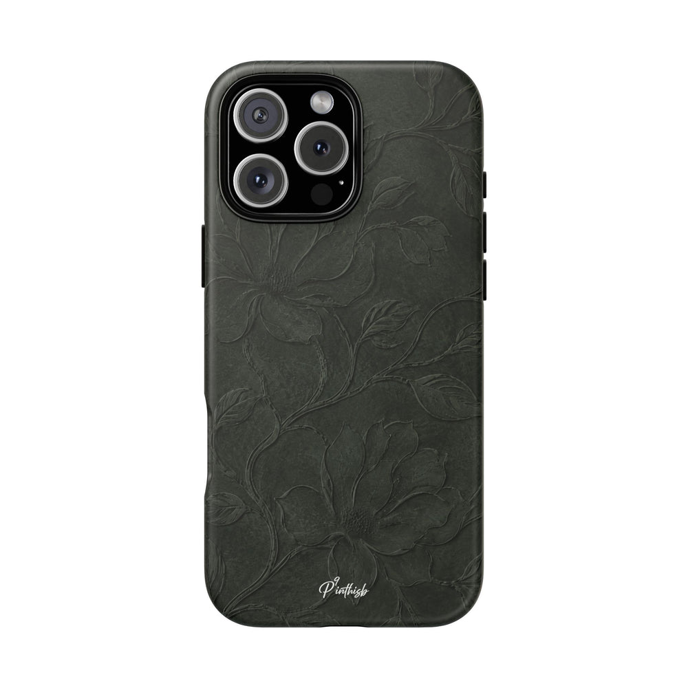 Dark Olive Floral Texture Tough Case