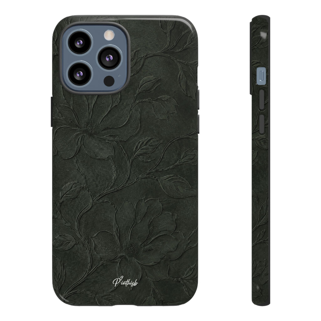 Dark Olive Floral Texture Tough Case