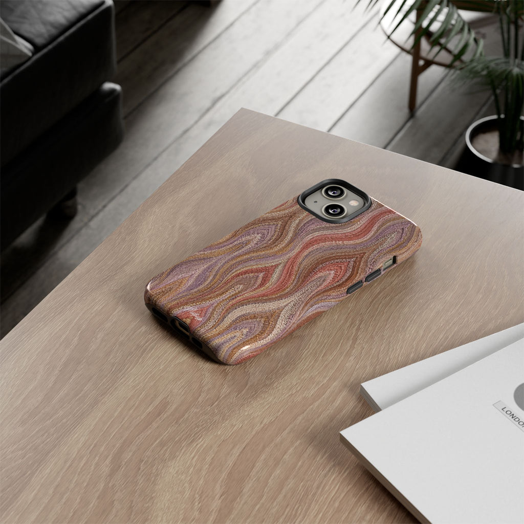 Wavy Peach & Mauve Tough Case