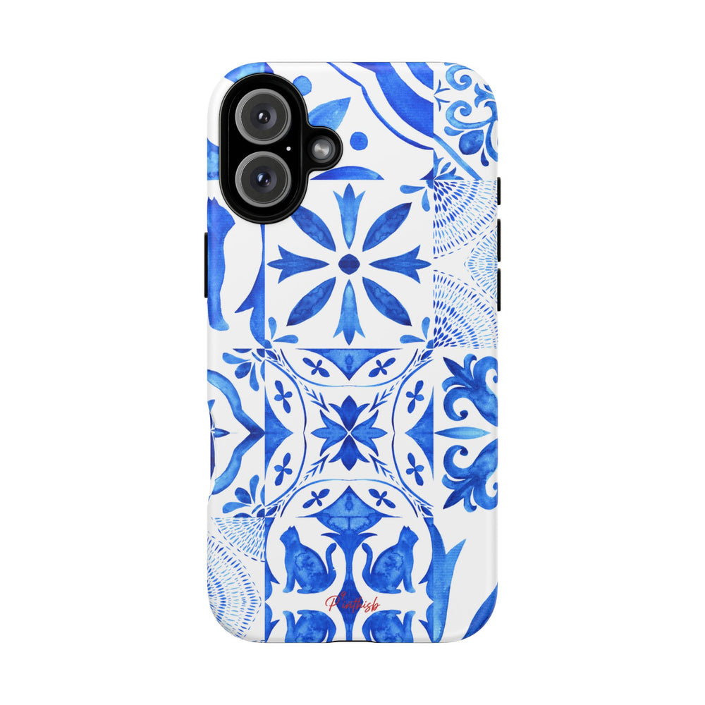 Blue Tile Pattern Tough Phone Case