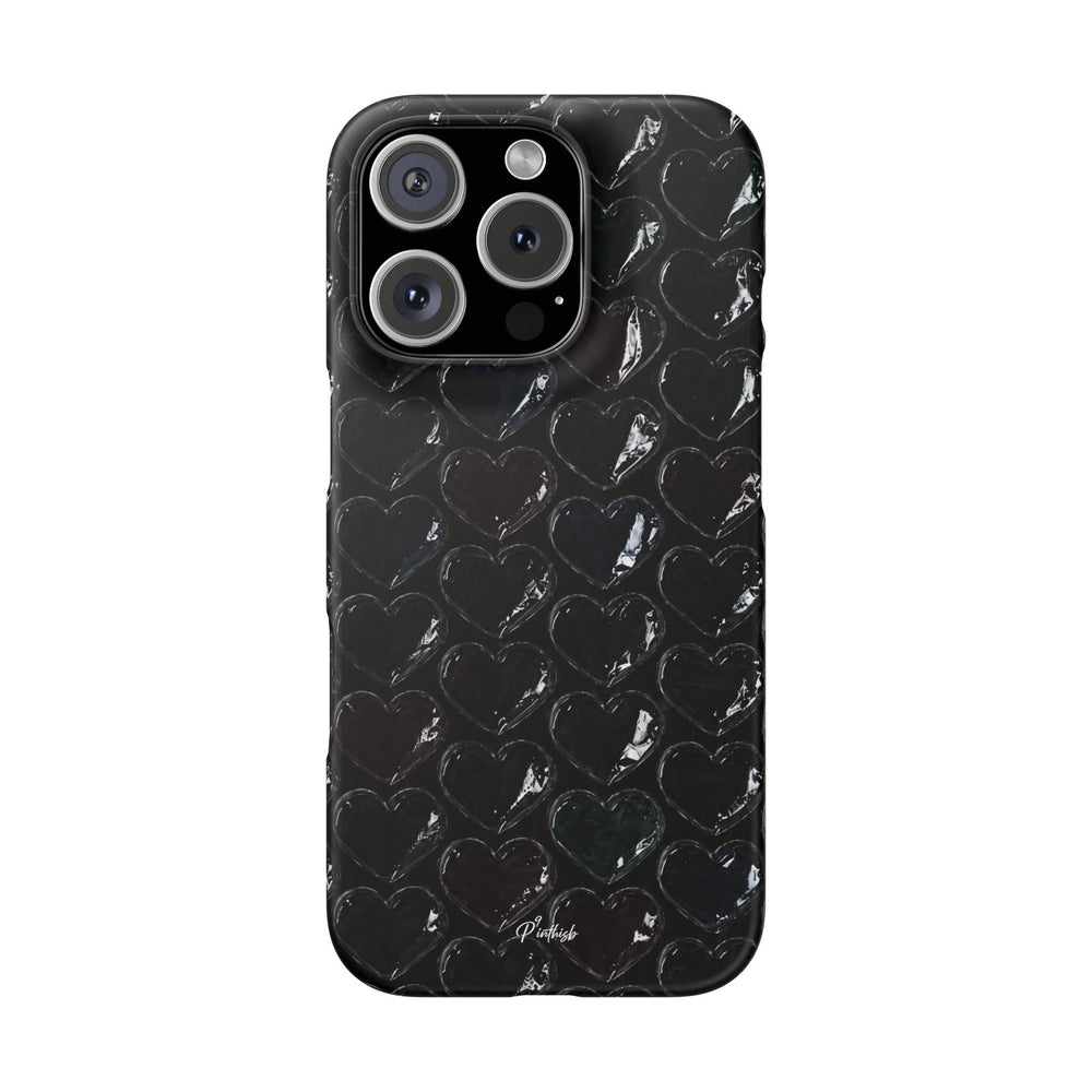 Black Pop Hearts Snap Case