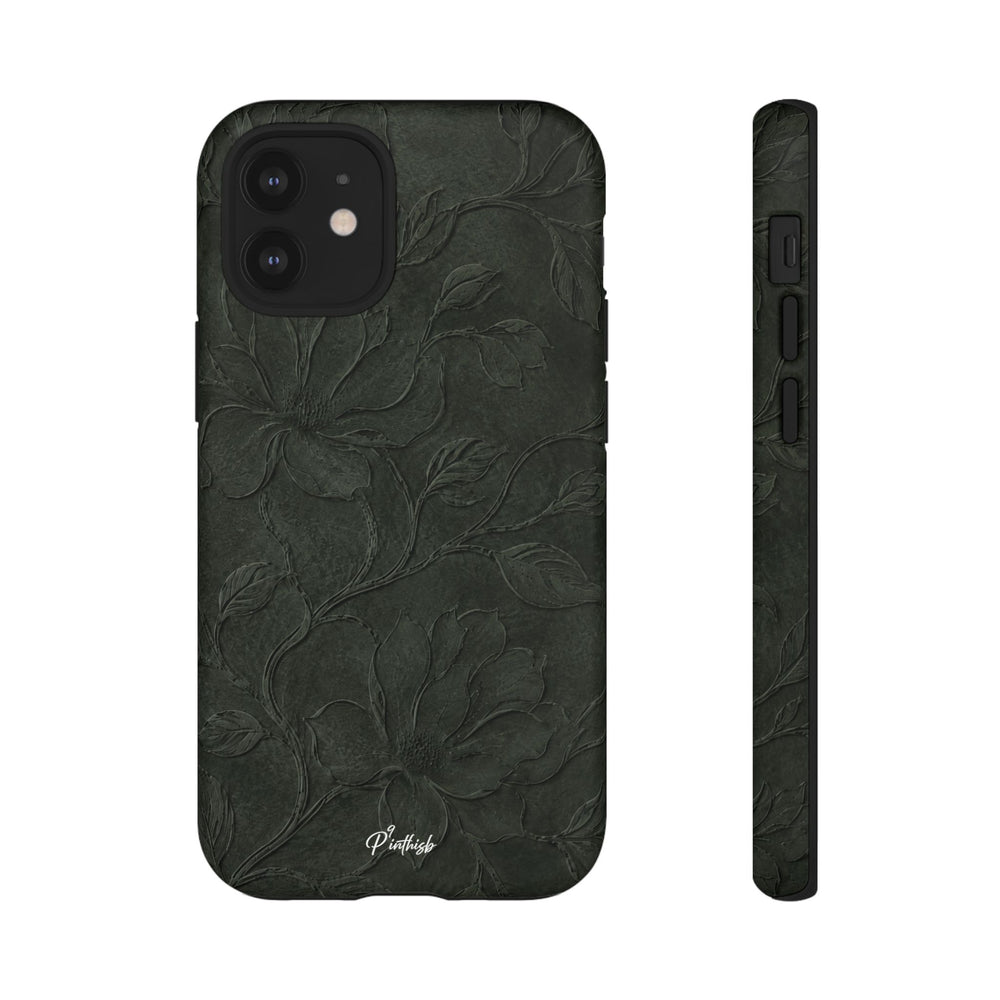 Dark Olive Floral Texture Tough Case