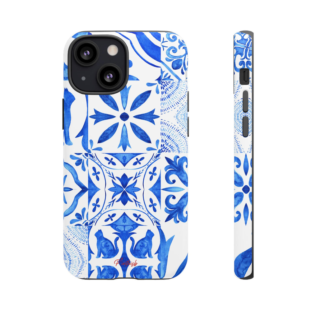 Blue Tile Pattern Tough Phone Case