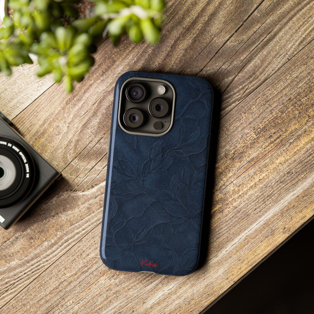 Navy Floral Textured Tough Case