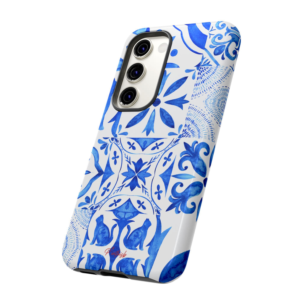 Blue Tile Pattern Tough Phone Case