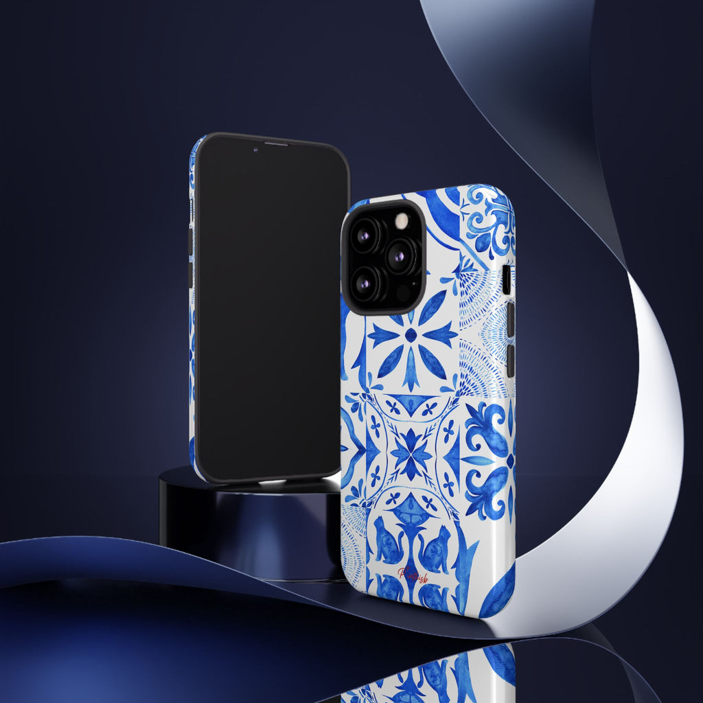 Blue Tile Pattern Tough Phone Case