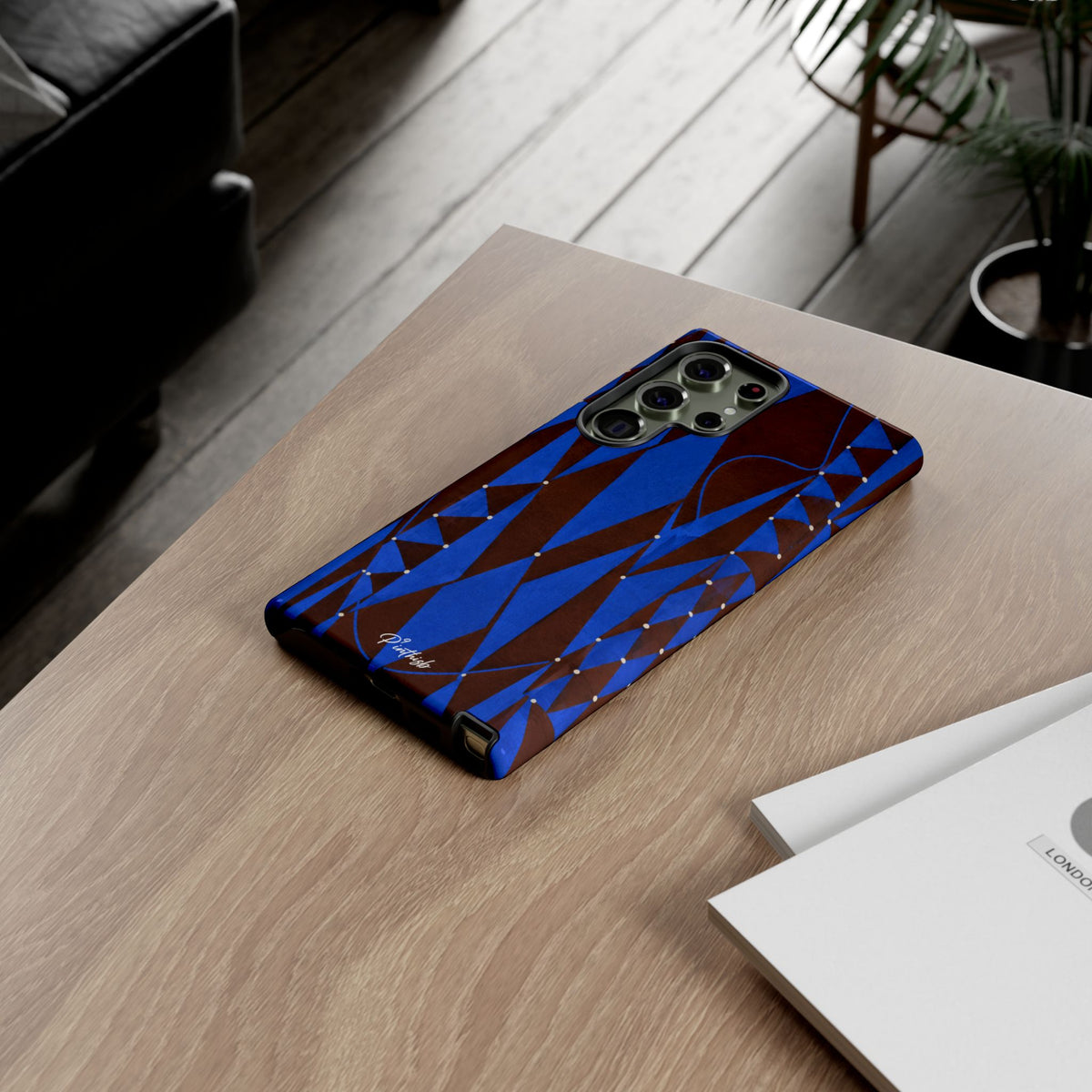 Geometric Blue Diamond Tough Phone Case