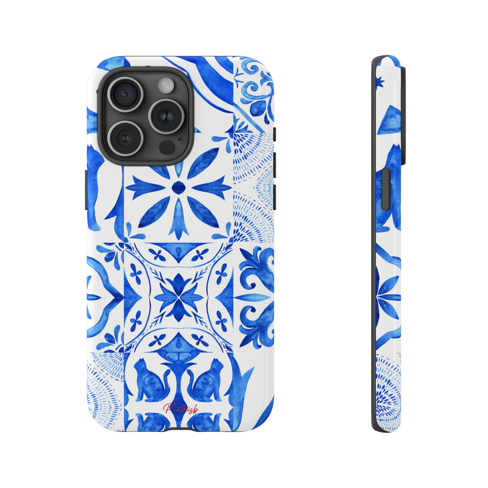 Blue Tile Pattern Tough Phone Case