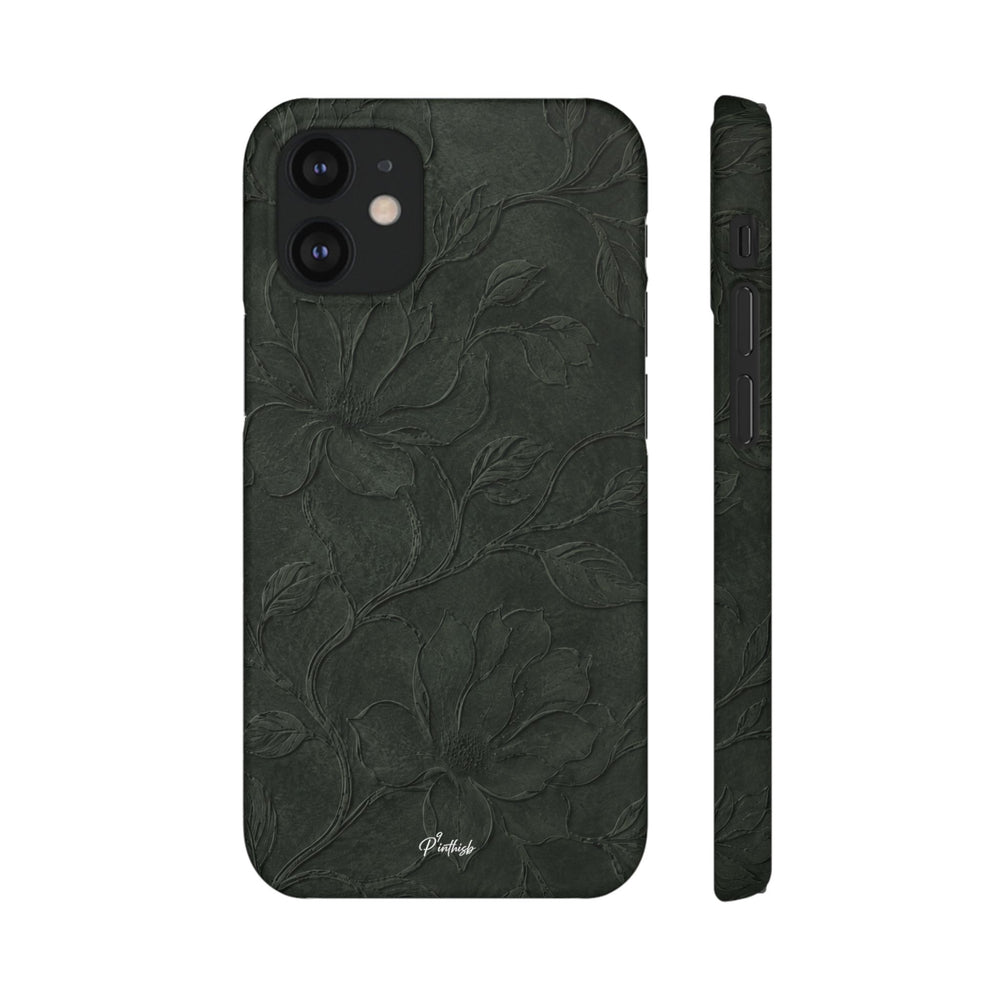 Dark Olive Floral Texture Snap Case
