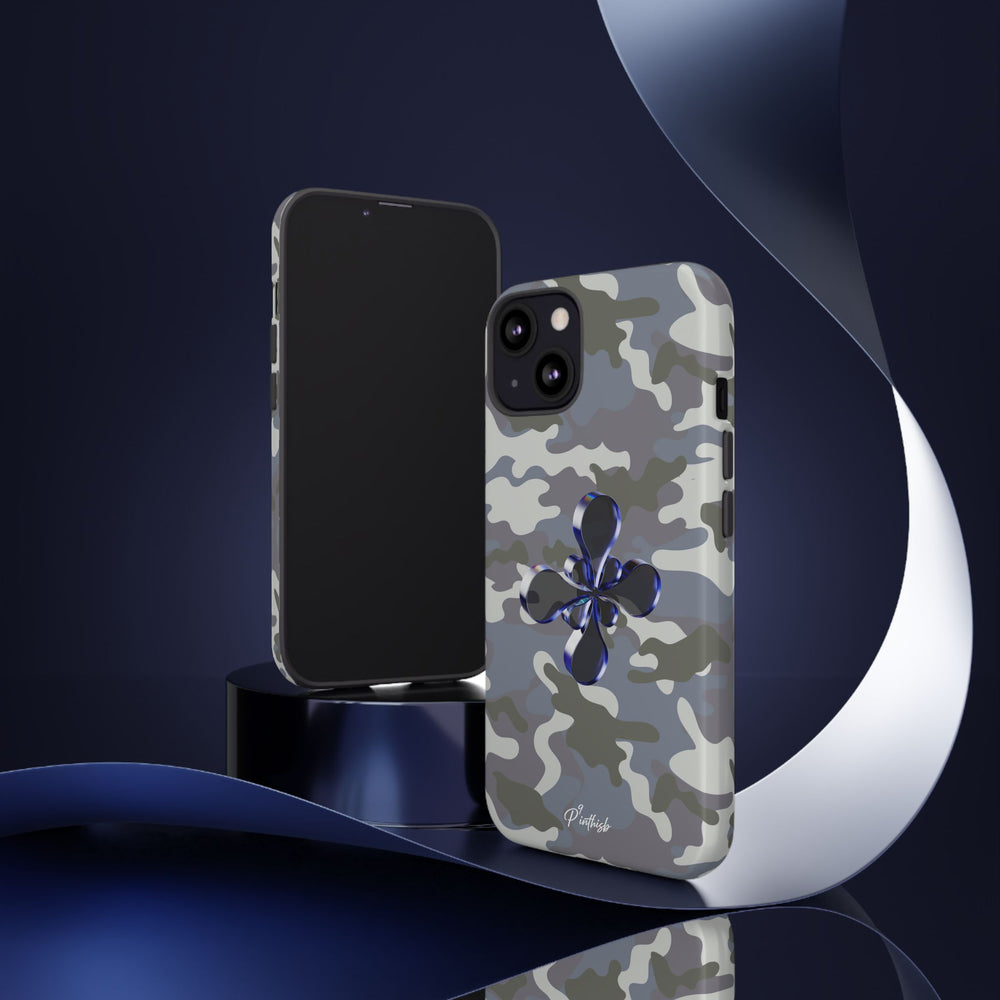 Camouflage with Blue Metallic Clover Tough Case