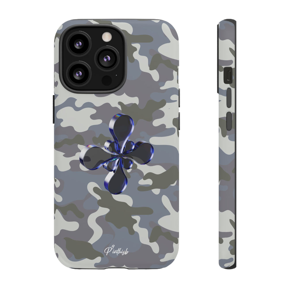 Camouflage with Blue Metallic Clover Tough Case