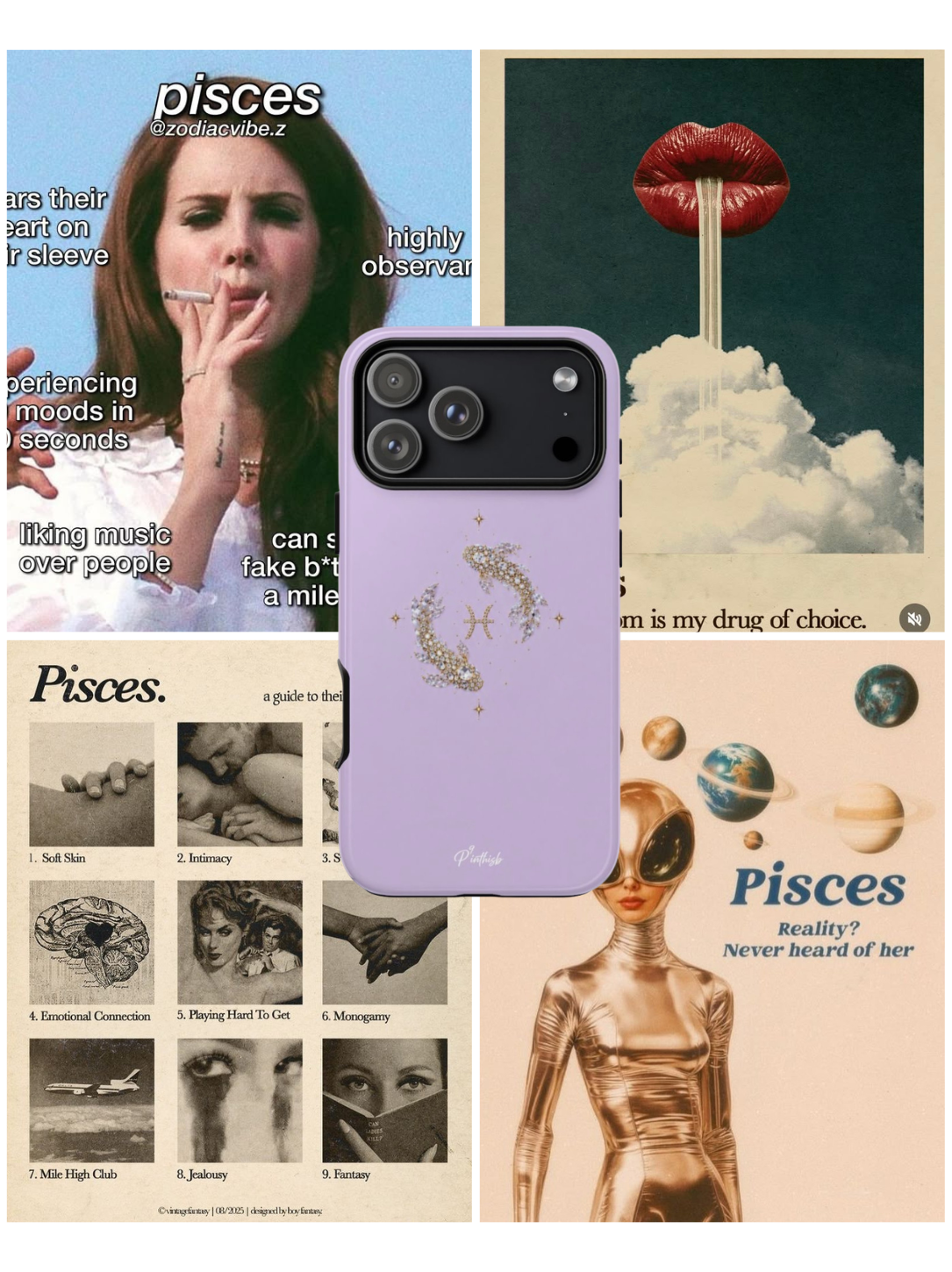 lavender pisces zodiac sign phone case 